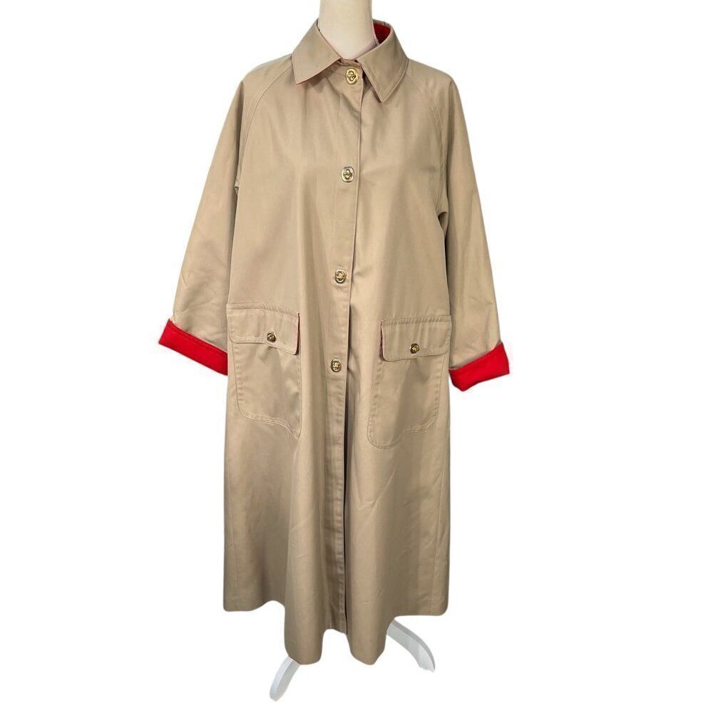 Vintage Bonnie Cashin Trench Tent Coat Russ Taylor Red Beige Coach Turn Lock